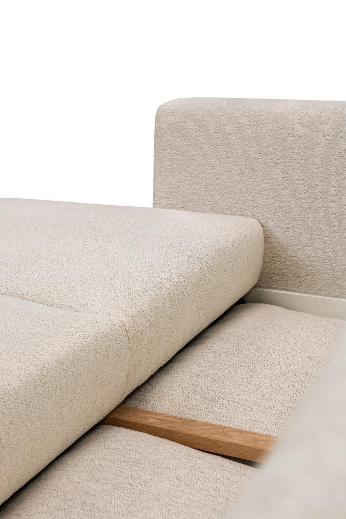 Rohová sedačka VENI, pravá, béžová ženilka - čierna/béžová, Modern, textil (272/210cm)