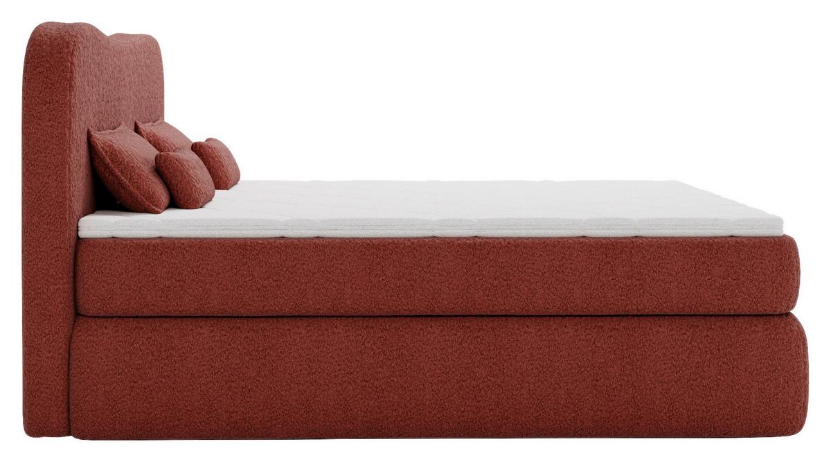 Boxspringbett mit Topper 180x200 Isla - Rostfarben/Buchefarben, Basics, Holz/Holzwerkstoff (180/200cm) - Livetastic