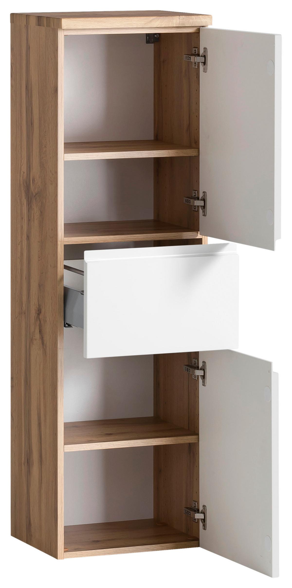 Midischrank Bad Varese B: 40 cm Weiß/Wotaneiche Dekor - Eiche Wotan/Weiß, MODERN, Holzwerkstoff (40/130/35cm) - Held