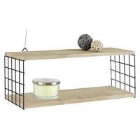NÁSTENNÝ REGÁL CAGE - čierna/prírodná farba, Lifestyle, kov/drevo (60/22/20cm) - Mömax