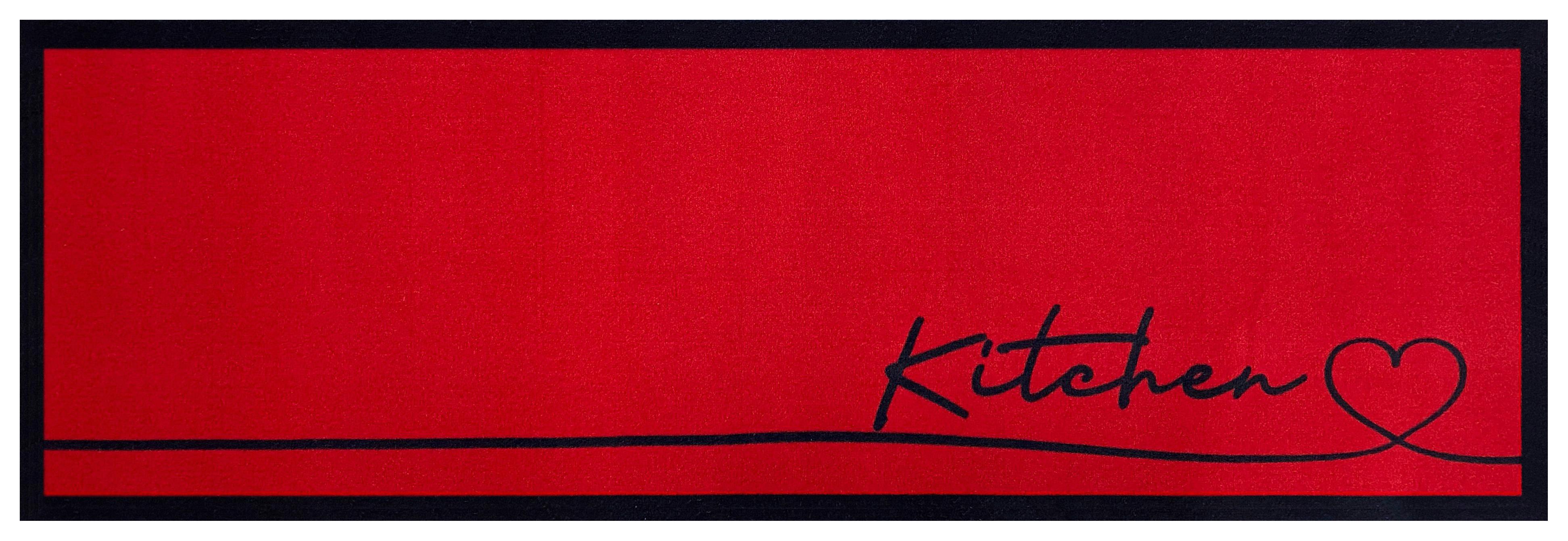 Teppich Läufer Küche Rot Amy 50x150 Cm - Rot, Basics, Kunststoff (50/150cm) - Ondega