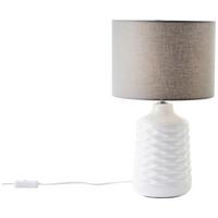 Tischlampe Ilysa Grau mit Schnurschalter - Weiß/Grau, Design, Keramik/Textil (25/42cm) - Brilliant