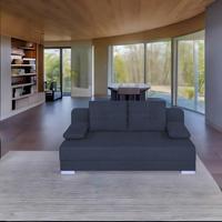 Schlafsofa mit Bettkasten Ben Dunkelblau - Chromfarben/Schwarz, Design, Holzwerkstoff/Textil (200/90/110cm) - P & B