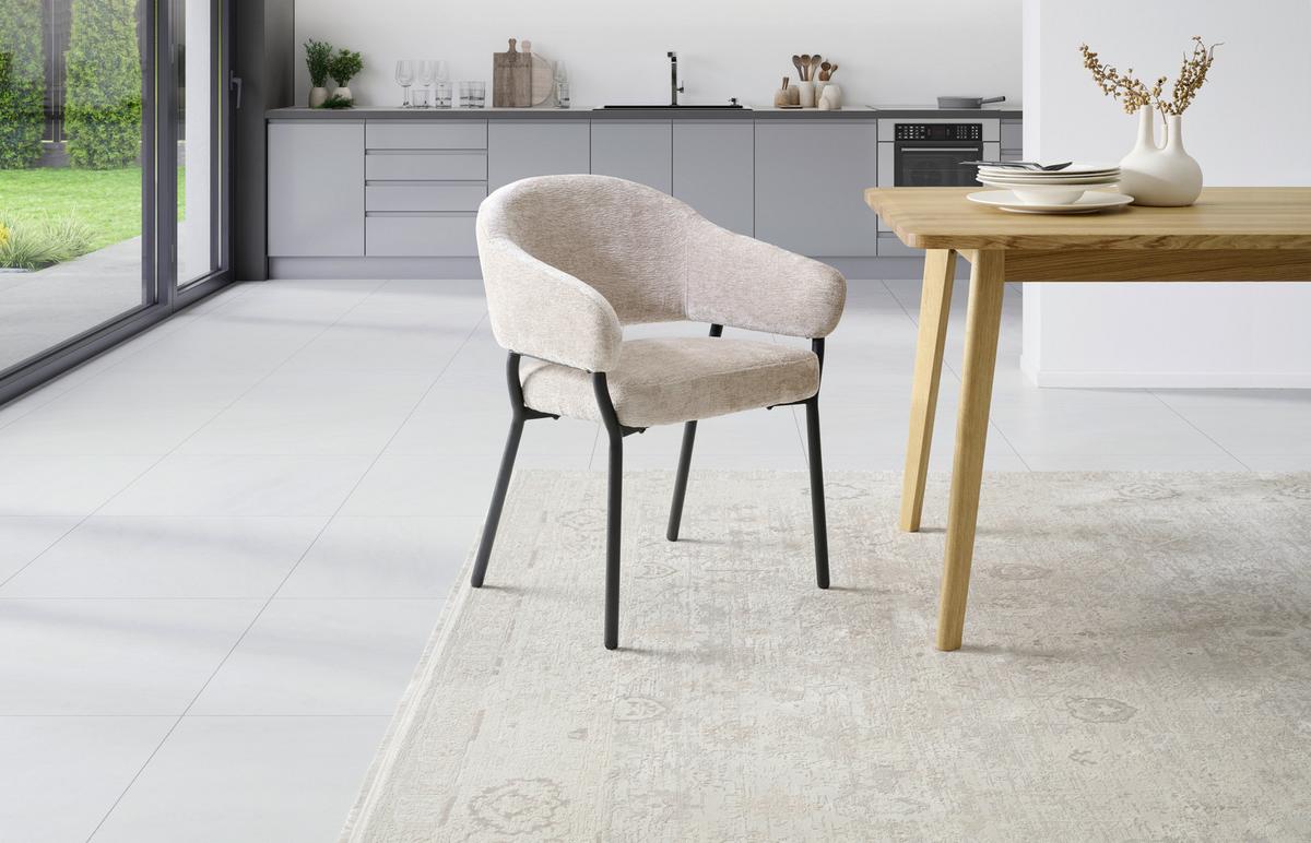 Armlehnstuhl Nova Mikrofaser Beige, B: 60 Cm - Beige/Schwarz, KONVENTIONELL, Holz/Textil (60/80/62cm) - MID.YOU