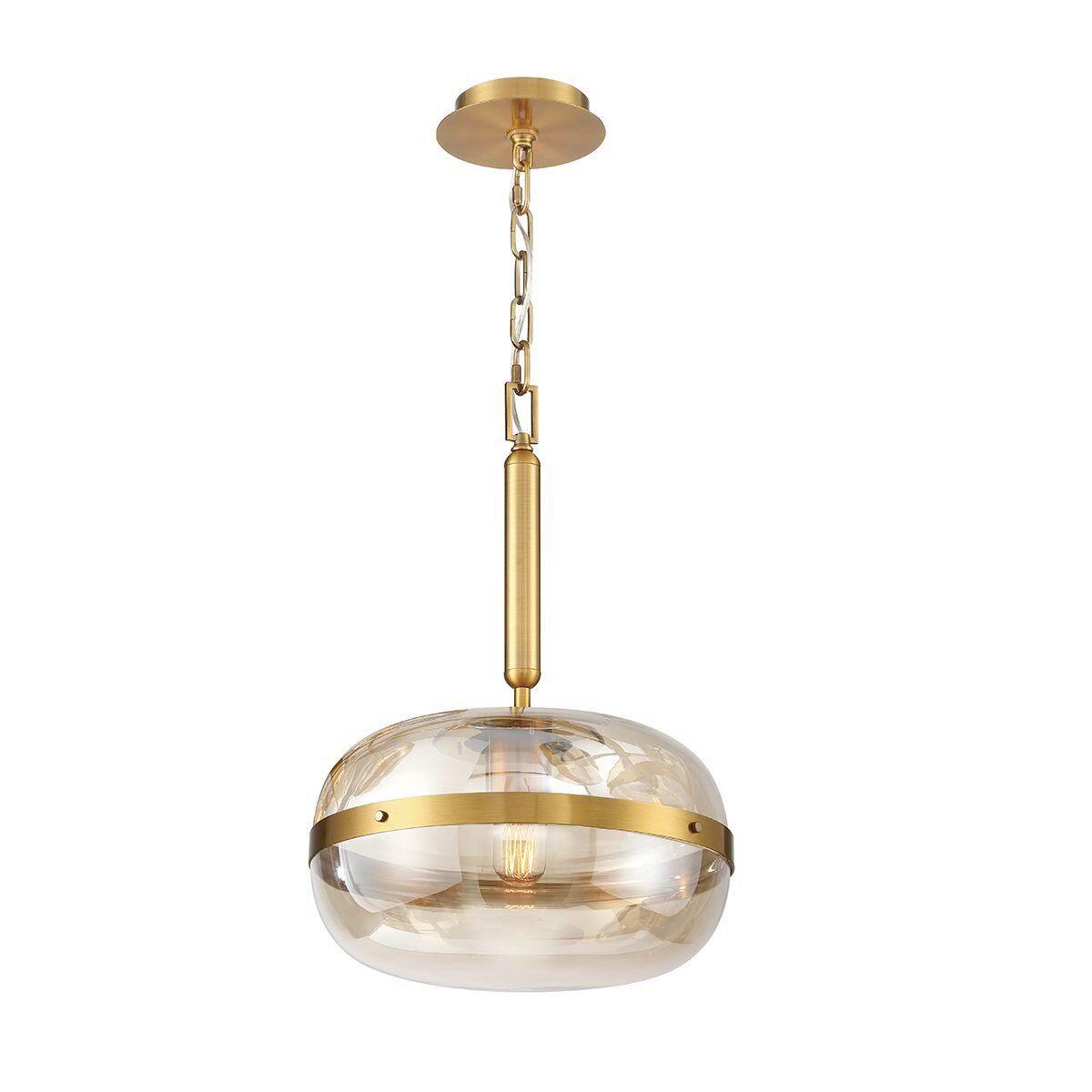 Függeszték Qn-Nottingham-1p-Ab - sárgarézszínű, Konventionell, üveg/fém (36/58,5cm) - Elstead Lighting