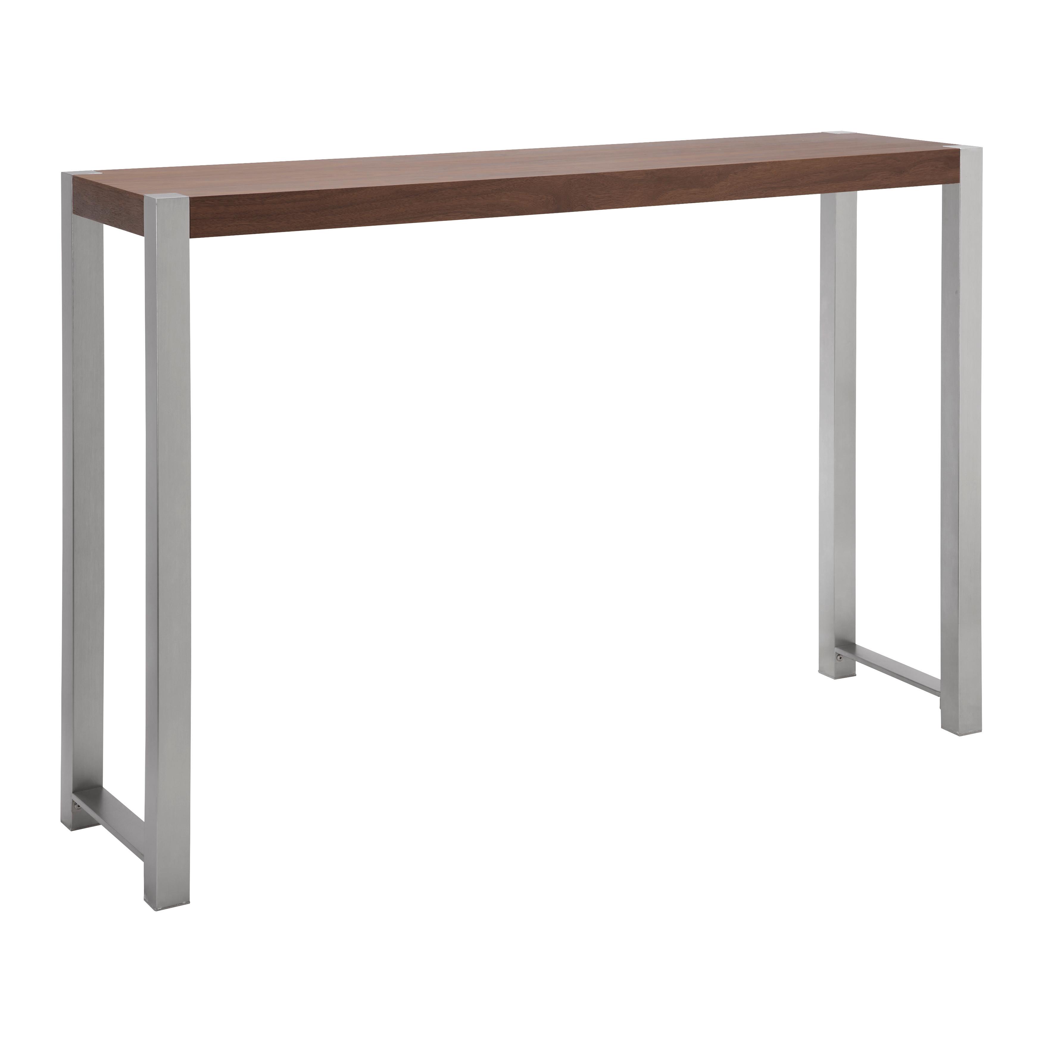 Barový stůl ENORA 40x150 cm - barvy vlašských ořechů/barvy nerez oceli, Moderní, kov/dřevo (150/100/40cm) - Bessagi Home