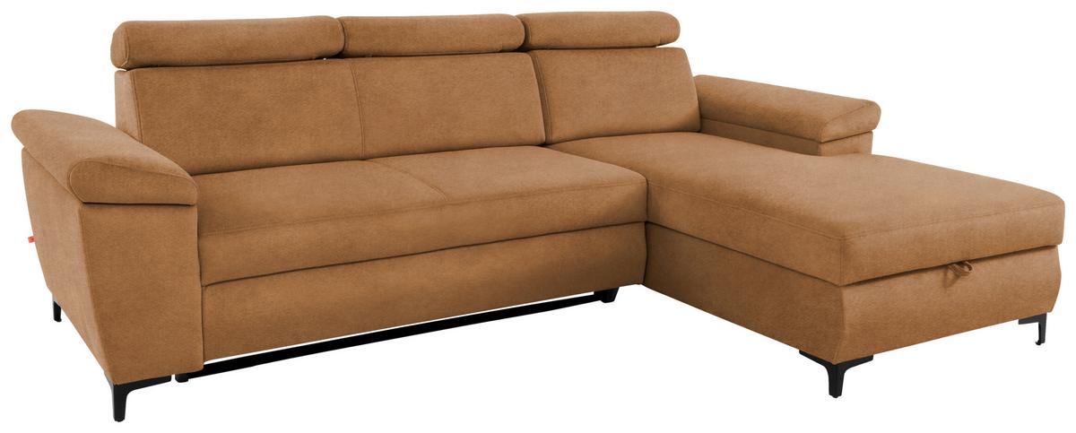 Eckschlafsofa Santi Bernsteinfarben S: 176/2578 Cm - Bernsteinfarben/Schwarz, MODERN, Textil (258/176cm) - MID.YOU