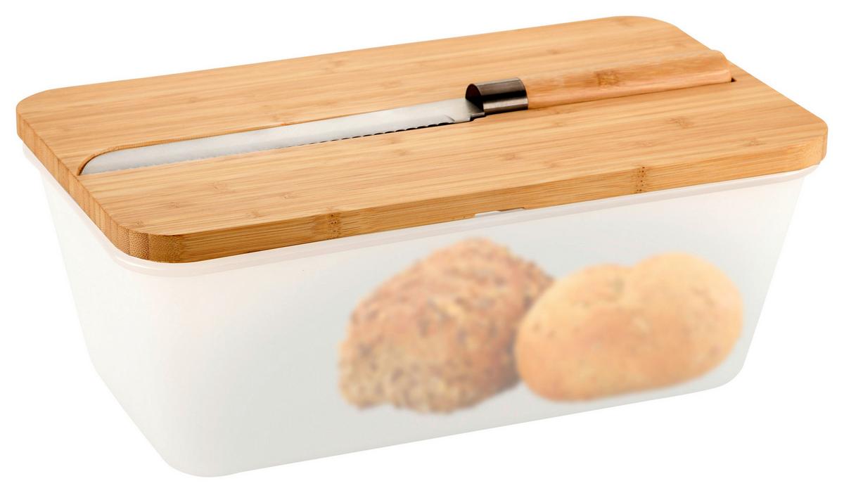 Brotbox Transparent mit Messer - Hellbraun/Transparent, Basics, Holz/Kunststoff (34,8/20/15,5cm) - Kesper