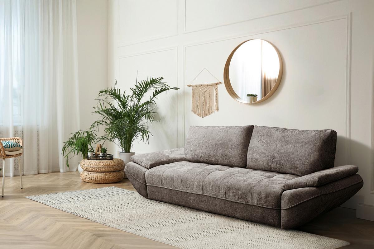Schlafsofa Elma Taupe B: 280cm - Taupe/Schwarz, KONVENTIONELL, Holz/Holzwerkstoff (280/73-93/107cm) - MID.YOU