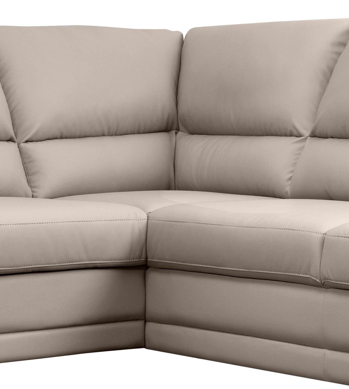 Ecksofa Nebolo Sandfarben Lederlook - Sandfarben, Design, Textil (245/225cm) - Livetastic