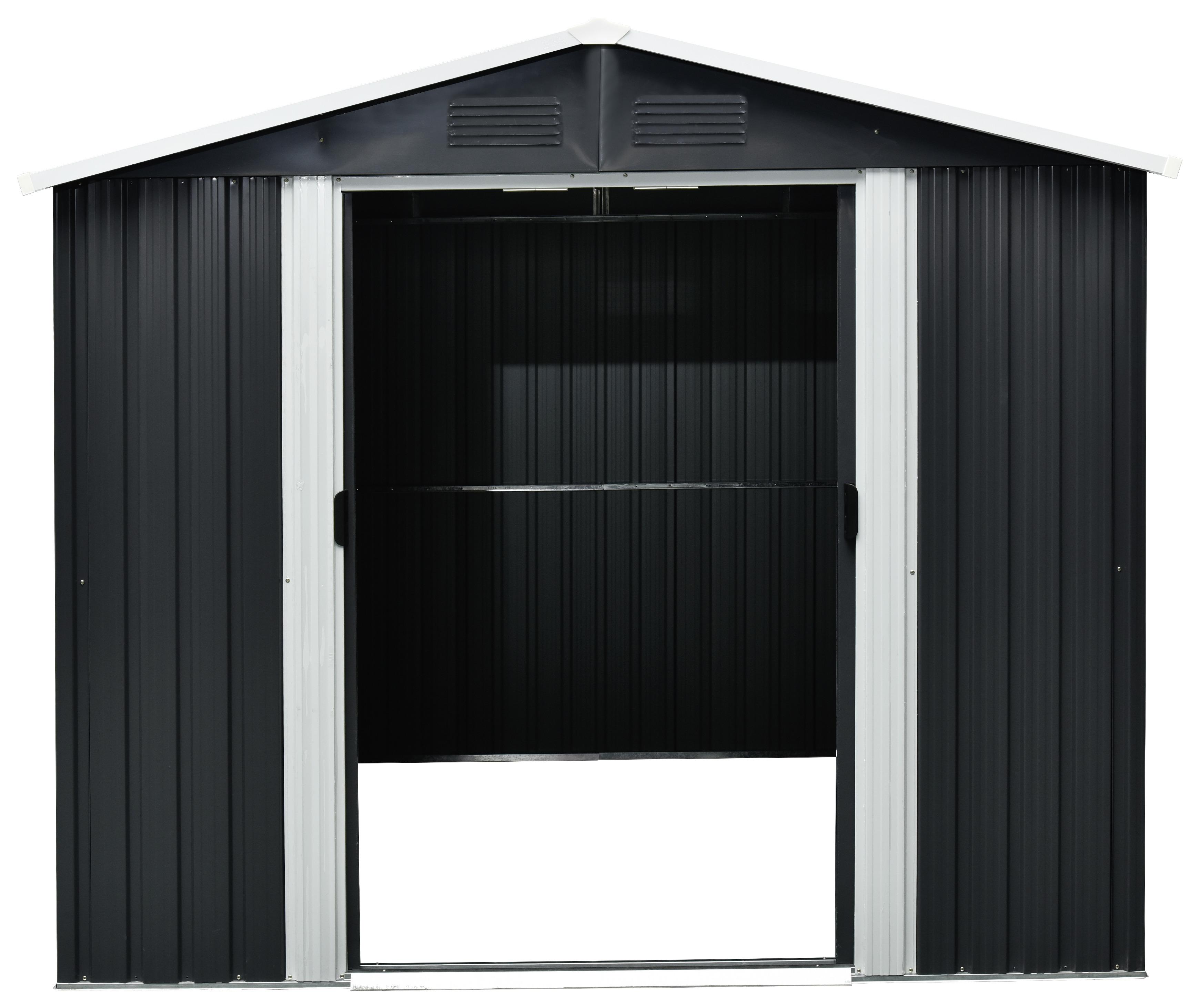 Gerätehaus Mit Satteldach Versperrbar Bxhxt 236x190x174 Cm - Anthrazit/Weiß, Basics, Metall (236/190/174cm)