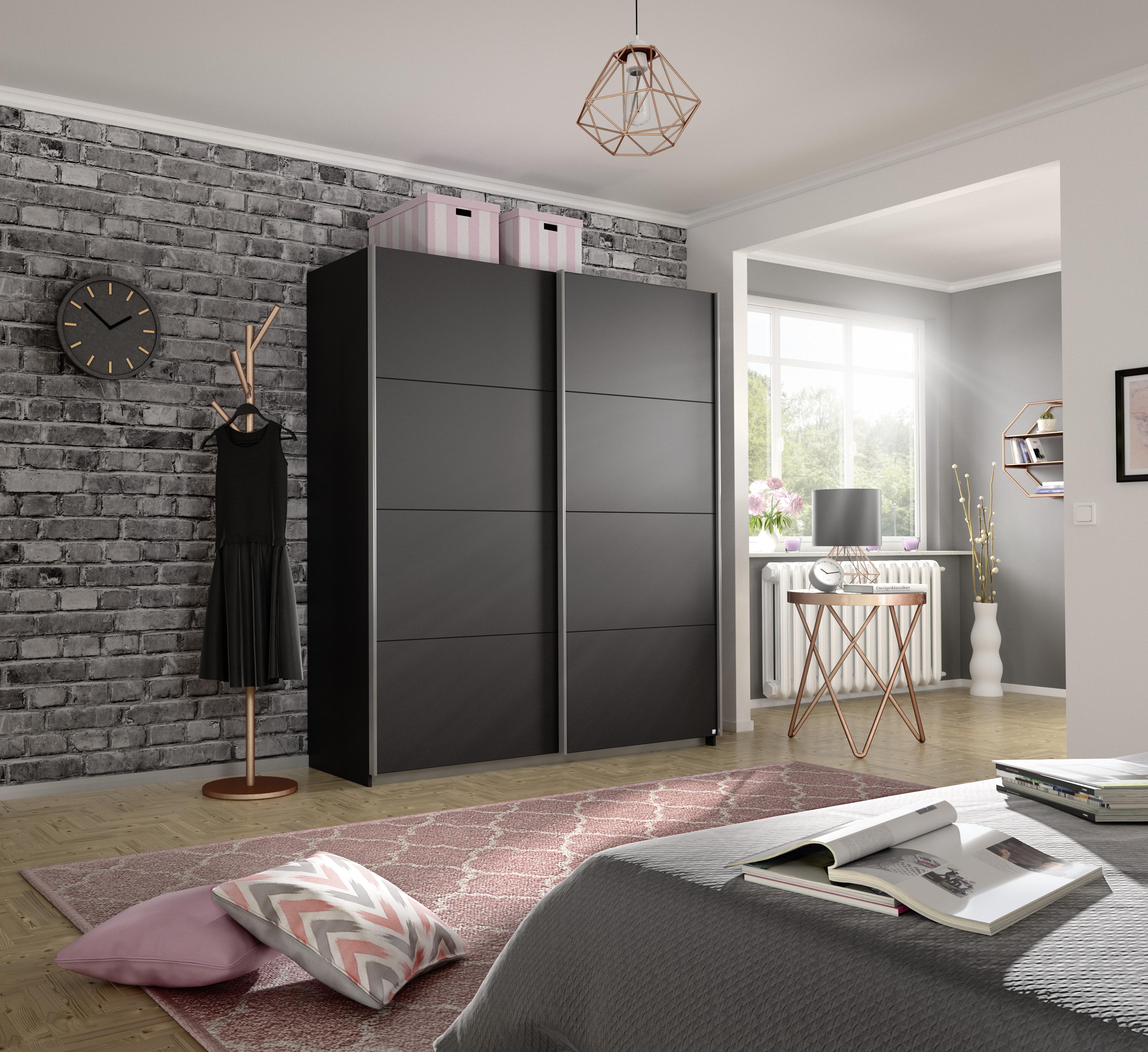Schwebetürenschrank 181cm Belluno, Grau Metallic Dekor - Grau, MODERN, Holzwerkstoff (181/210/62cm) - Rauch Möbel