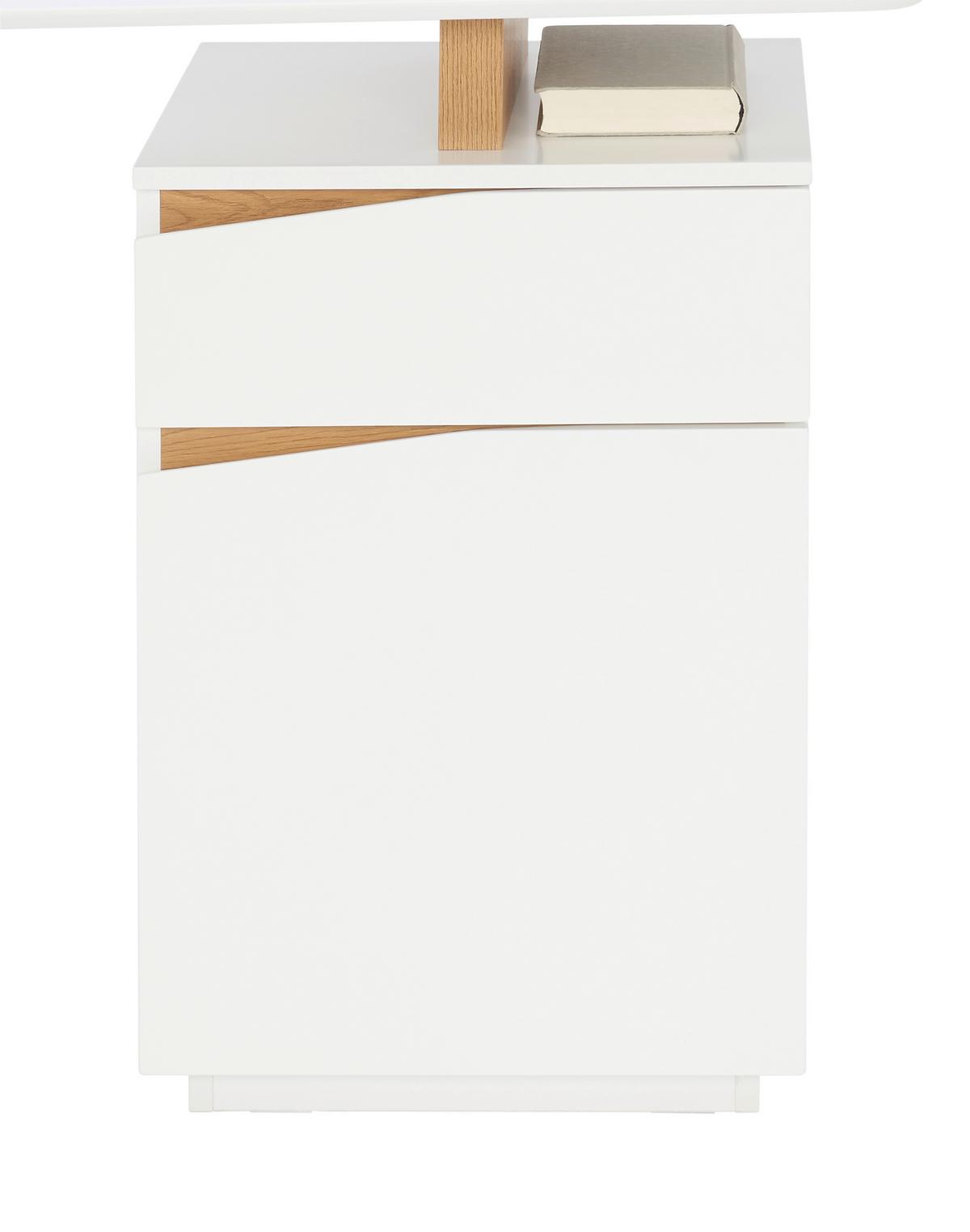 Schreibtisch mit Stauraum Padua B 140cm Weiß/Eiche - Eichefarben/Weiß, MODERN, Holz/Holzwerkstoff (140/45-60/76cm) - MID.YOU