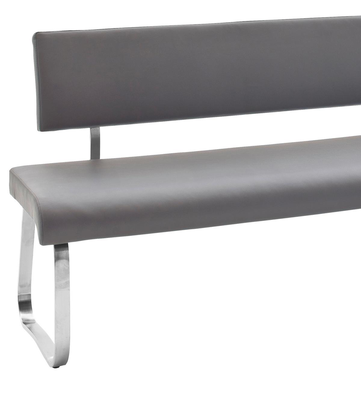 Eckbank Grau Lederlook Arco 200x150 cm - Edelstahlfarben/Grau, Design, Textil/Metall (200/150cm) - Livetastic