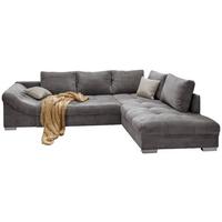 Ecksofa mit Schlaffunktion Alvito Grau Kord - Silberfarben/Grau, Design, Textil (298/202cm) - MID.YOU