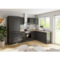 Eckküche Jazz 8 310 Schwarz S: 310x175 cm - Eichefarben/Schwarz, LIFESTYLE, Holzwerkstoff (310/175cm) - P & B