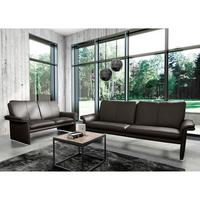 2,5-Sitzer-Sofa Comodo Echtleder Dunkelbraun B: 197cm - Dunkelbraun/Silberfarben, Design, Leder (197/90/88cm) - Livetastic