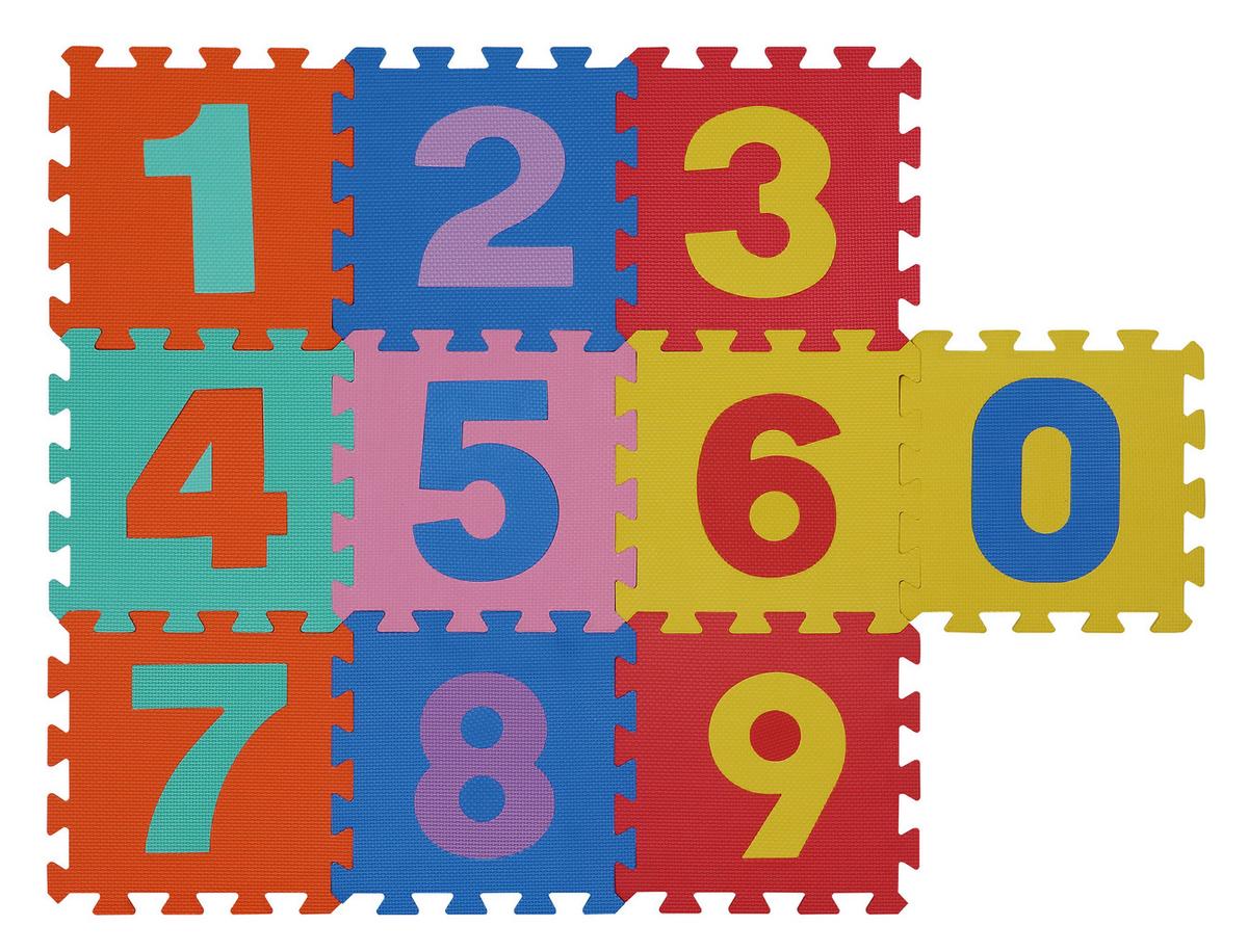 Kinderteppich Zahlen Puzzle BxL: 30x30 cm 10--Teilig. - Multicolor, MODERN, Kunststoff (30/30cm) - BUNINO