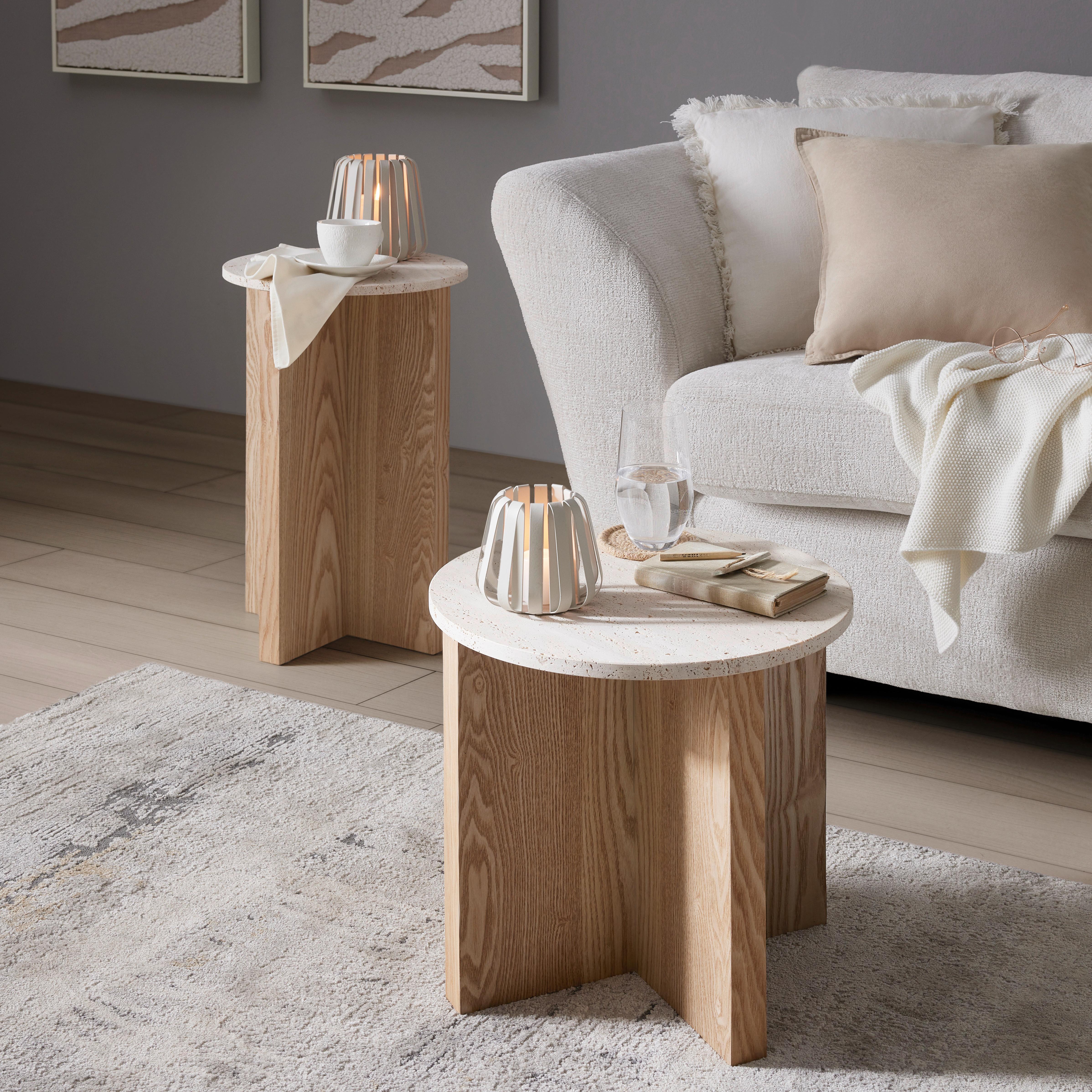 ODKLÁDACÍ STOLEK MATERA -TREND - přírodní barvy, Moderní, kompozitní dřevo/kámen (40/39/40cm) - Premium Living