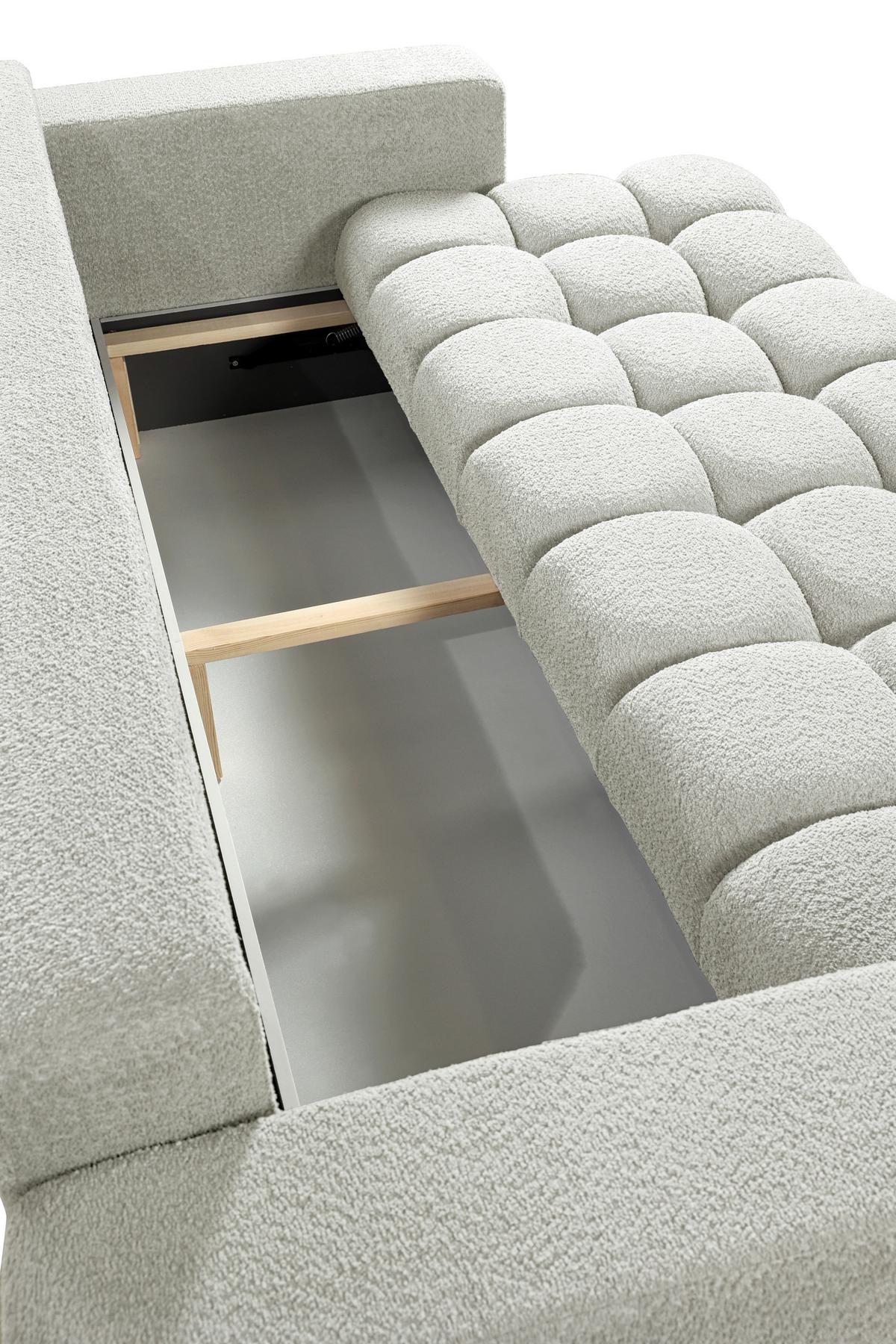 Schlafsofa Cloud Weiß B: 250 Cm - Creme/Schwarz, Basics, Textil (250/86/140cm) - Livetastic