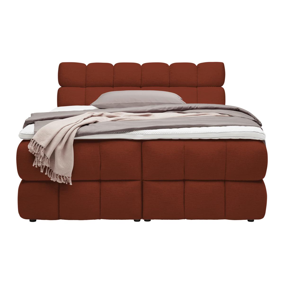 Boxspring postel BUBBLE BOX 180/200 cm, rezavá - černá/rezavá, Konvenční, kov/dřevo (180/200cm) - Premium Living