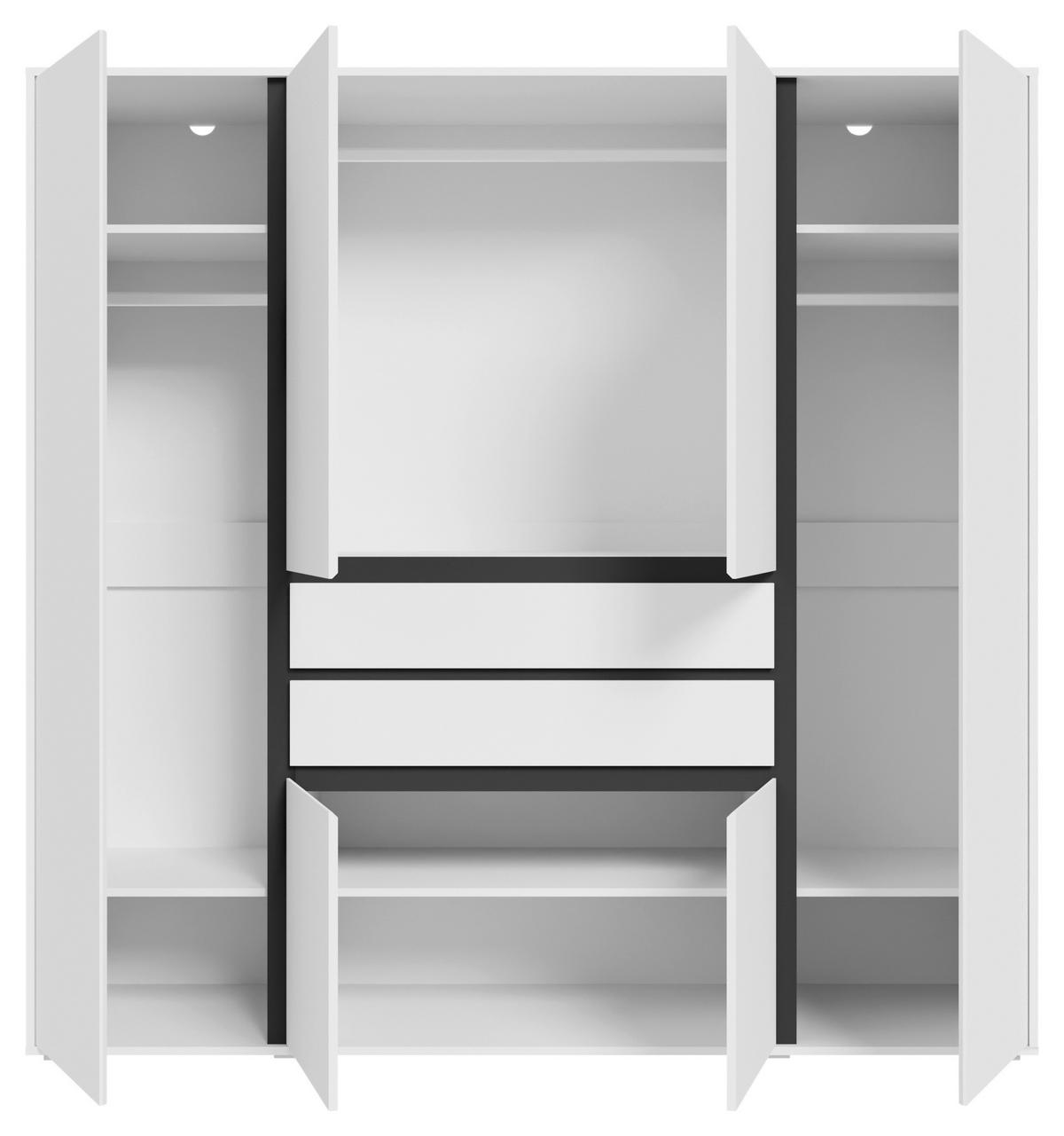 DREHTÜRENSCHRANK Falun Weiß B: 197cm - Weiß, MODERN, Holzwerkstoff (197/194/56cm) - MID.YOU
