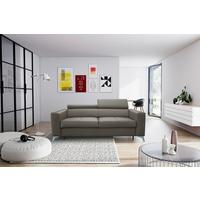 Schlafsofa Mondo, Schlammfarben B: 206 cm - Schlammfarben/Silberfarben, Design, Leder/Textil (206/95/101cm) - Livetastic
