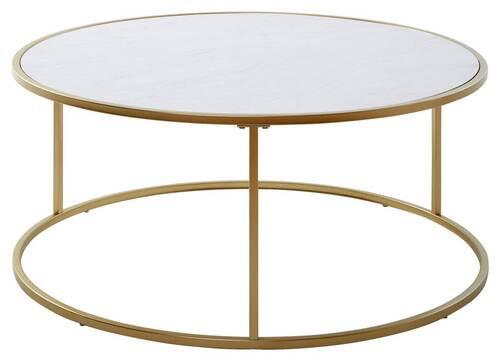 Couchtisch Sol Coffee - Goldfarben/Weiß, KONVENTIONELL, Holzwerkstoff/Metall (89,5/41cm) - Livetastic