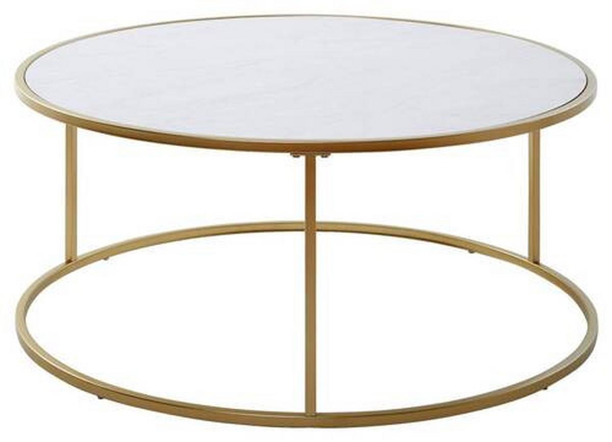 Couchtisch Sol Coffee - Goldfarben/Weiß, KONVENTIONELL, Holzwerkstoff/Metall (89,5/41cm) - Livetastic
