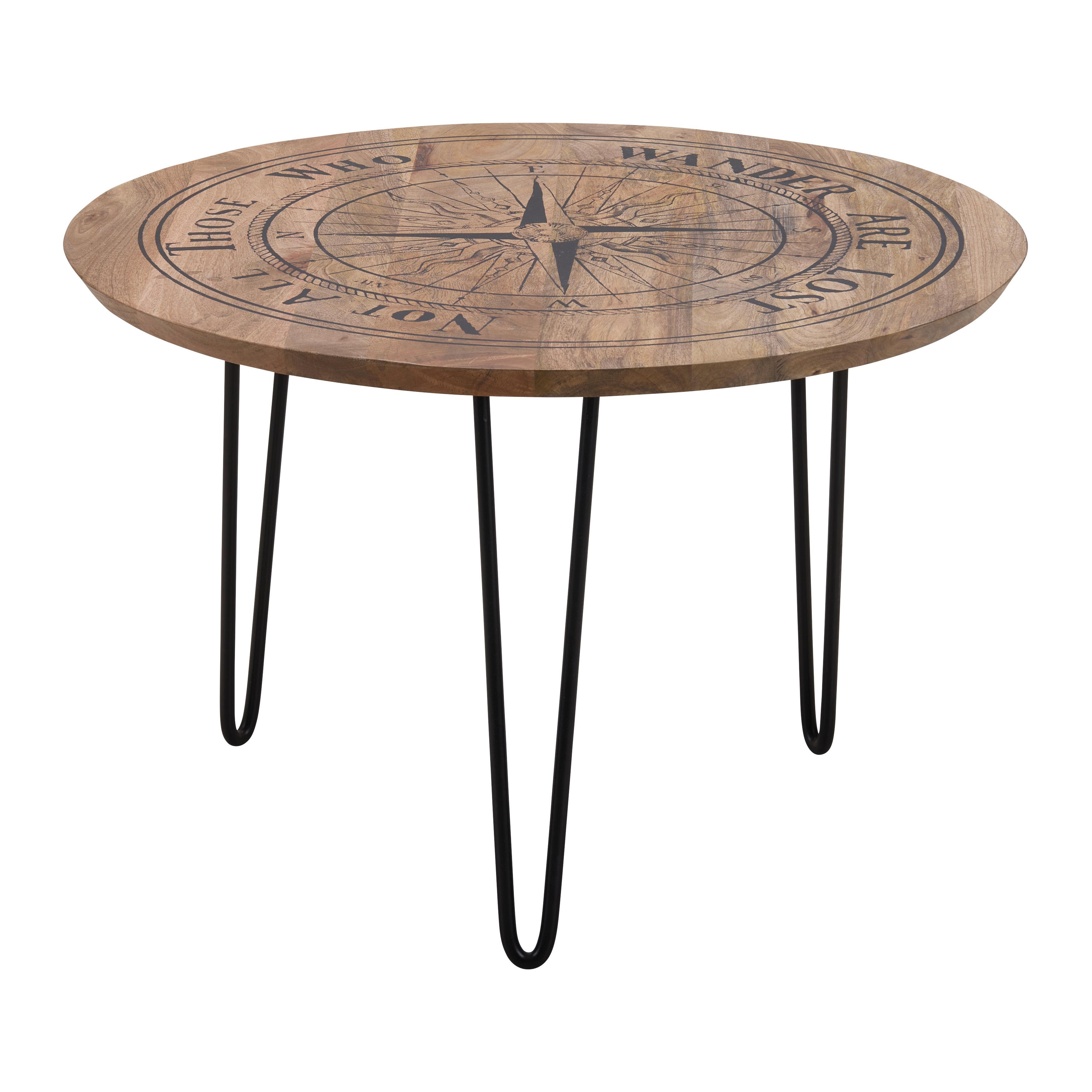 Konferenční stolek NAVIS mangové dřevo - černá/přírodní barvy, Natur, kov/dřevo (70/70/45cm) - Mömax