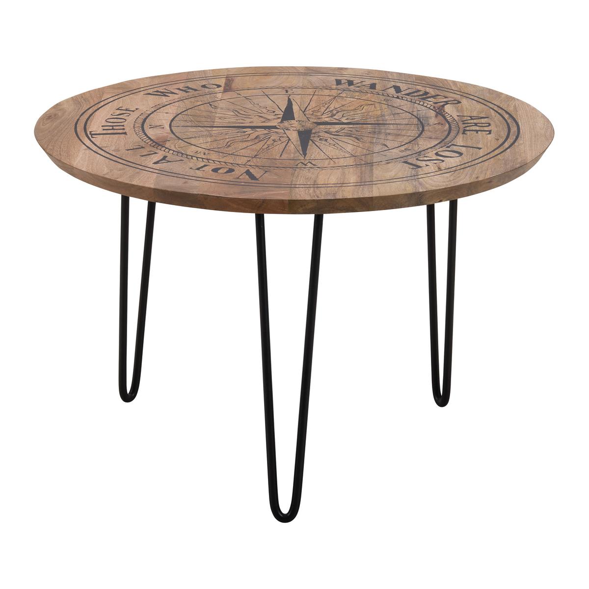 Konferenční stolek NAVIS mangové dřevo - černá/přírodní barvy, Natur, kov/dřevo (70/70/45cm) - Mömax