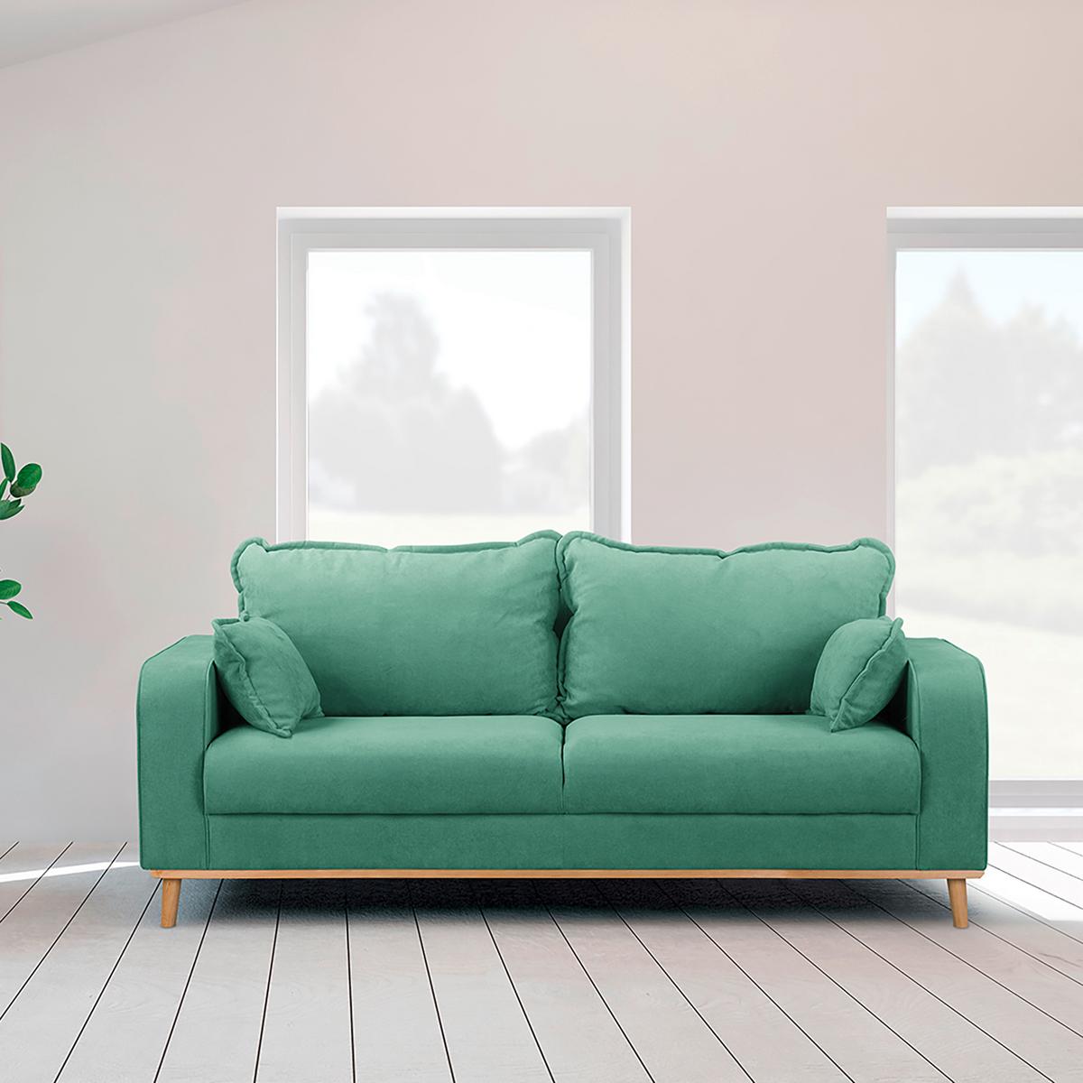 3-Sitzer-Sofa Beata Mintgrün B: 193 cm - Wengefarben/Mintgrün, Design, Textil (193/86/87cm) - Livetastic