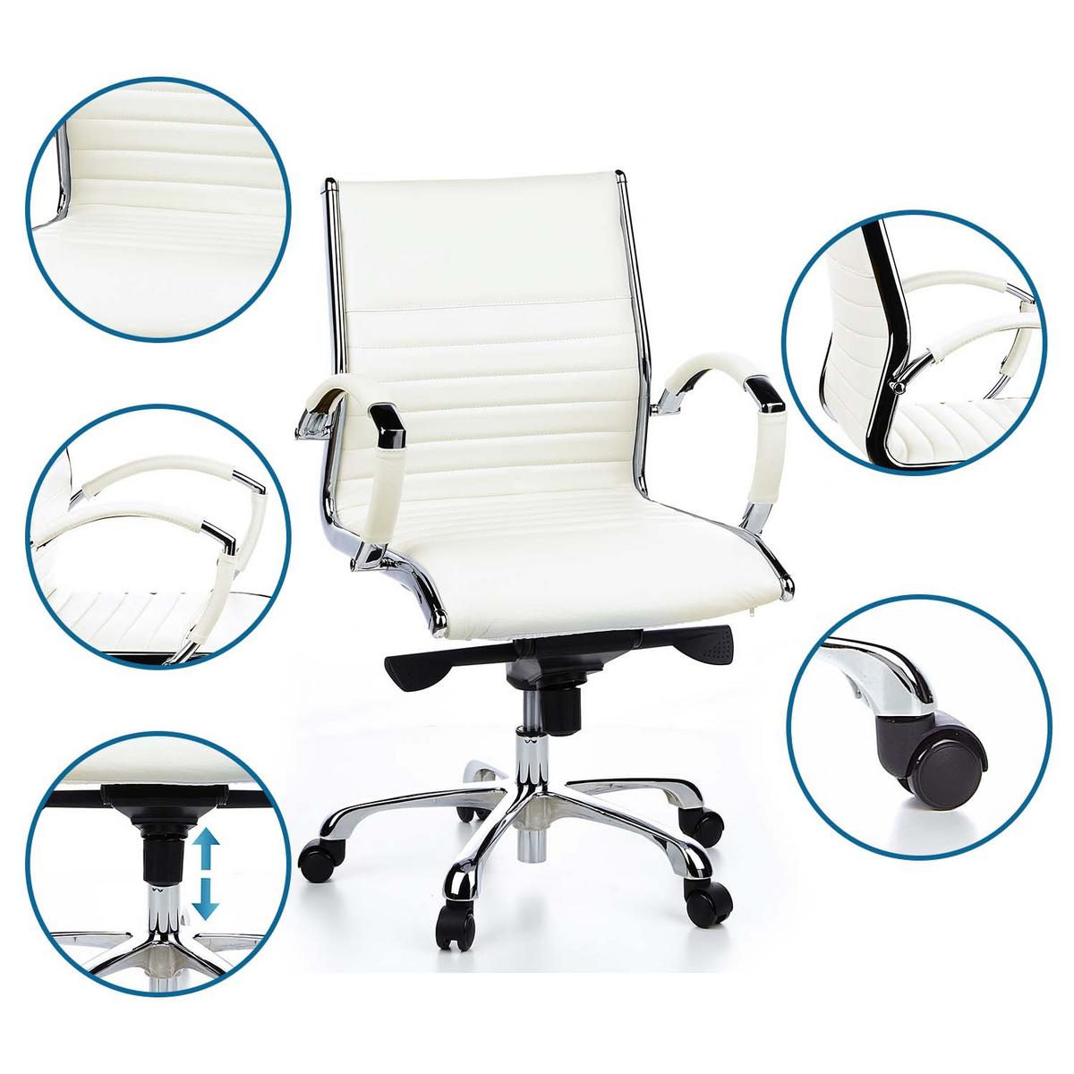Drehstuhl Parma 10 Cremefarben - Chromfarben/Creme, MODERN, Leder/Kunststoff (60/111/50cm) - MID.YOU