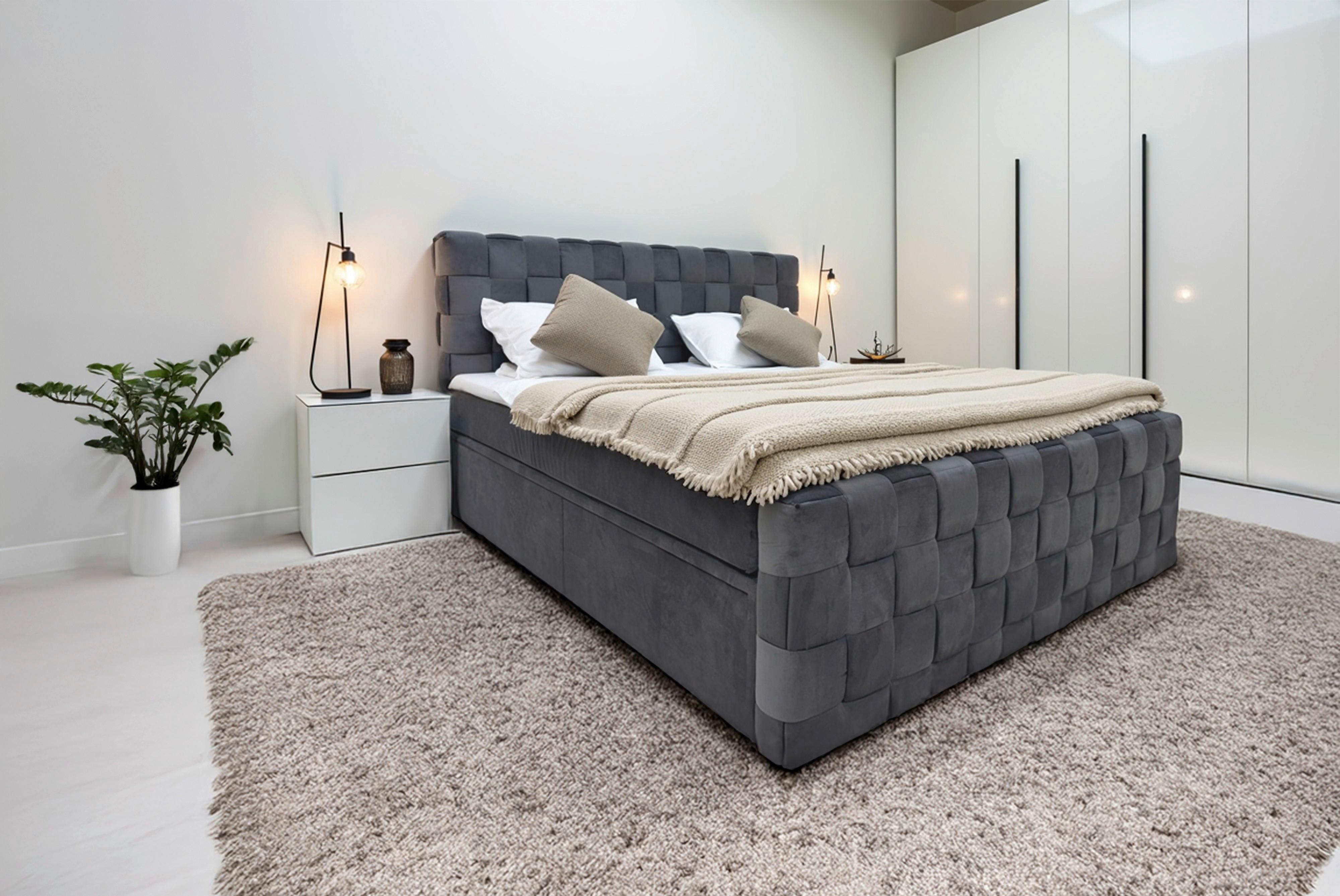 Boxbett Zante Graphitfarben Lf: 180x200 Cm - Graphitfarben, MODERN, Textil (180/200cm) - Livetastic