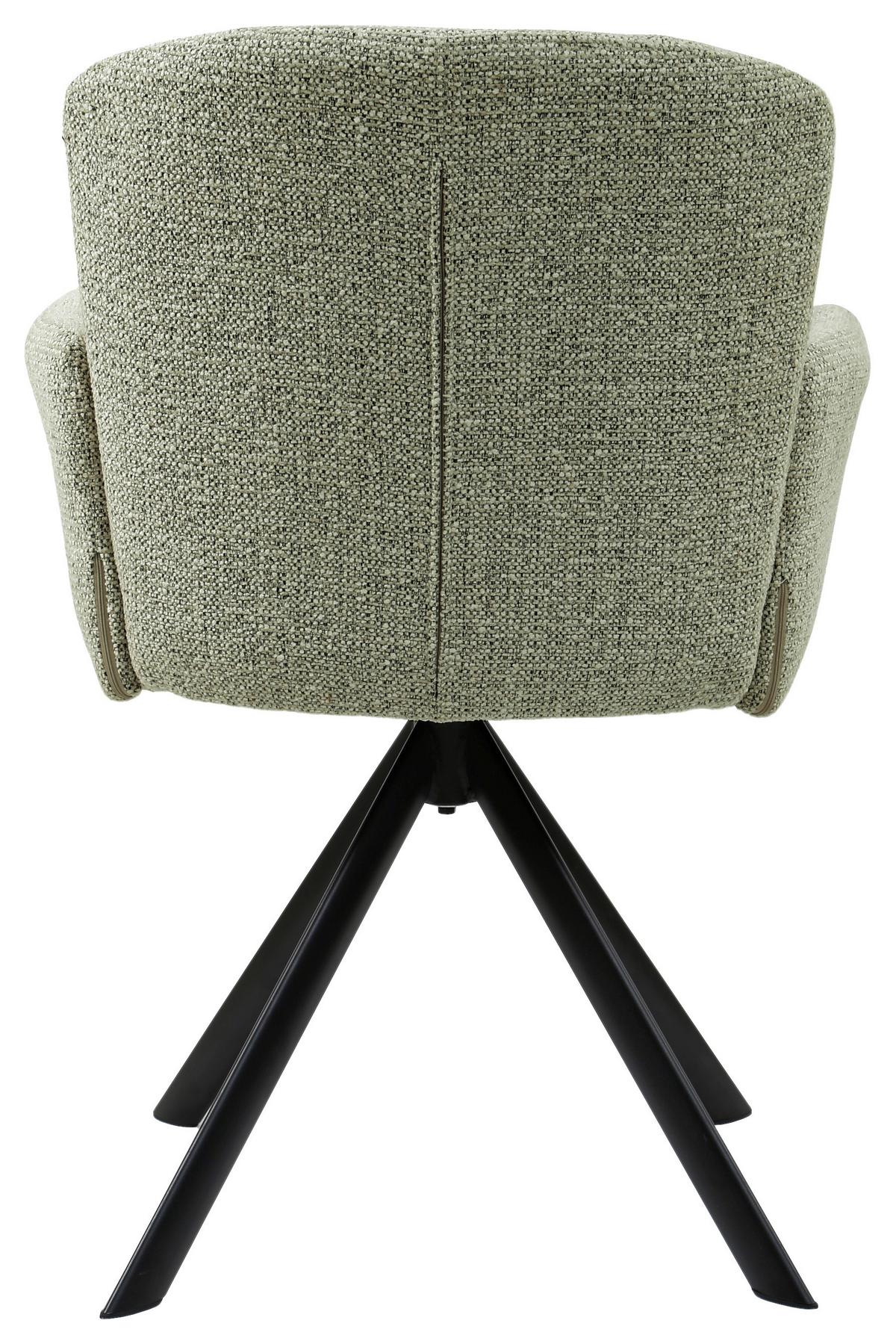 Otoční židle s područkami NORA zelená - černá/zelená, Moderní, kov/dřevo (61/87/65cm) - Premium Living