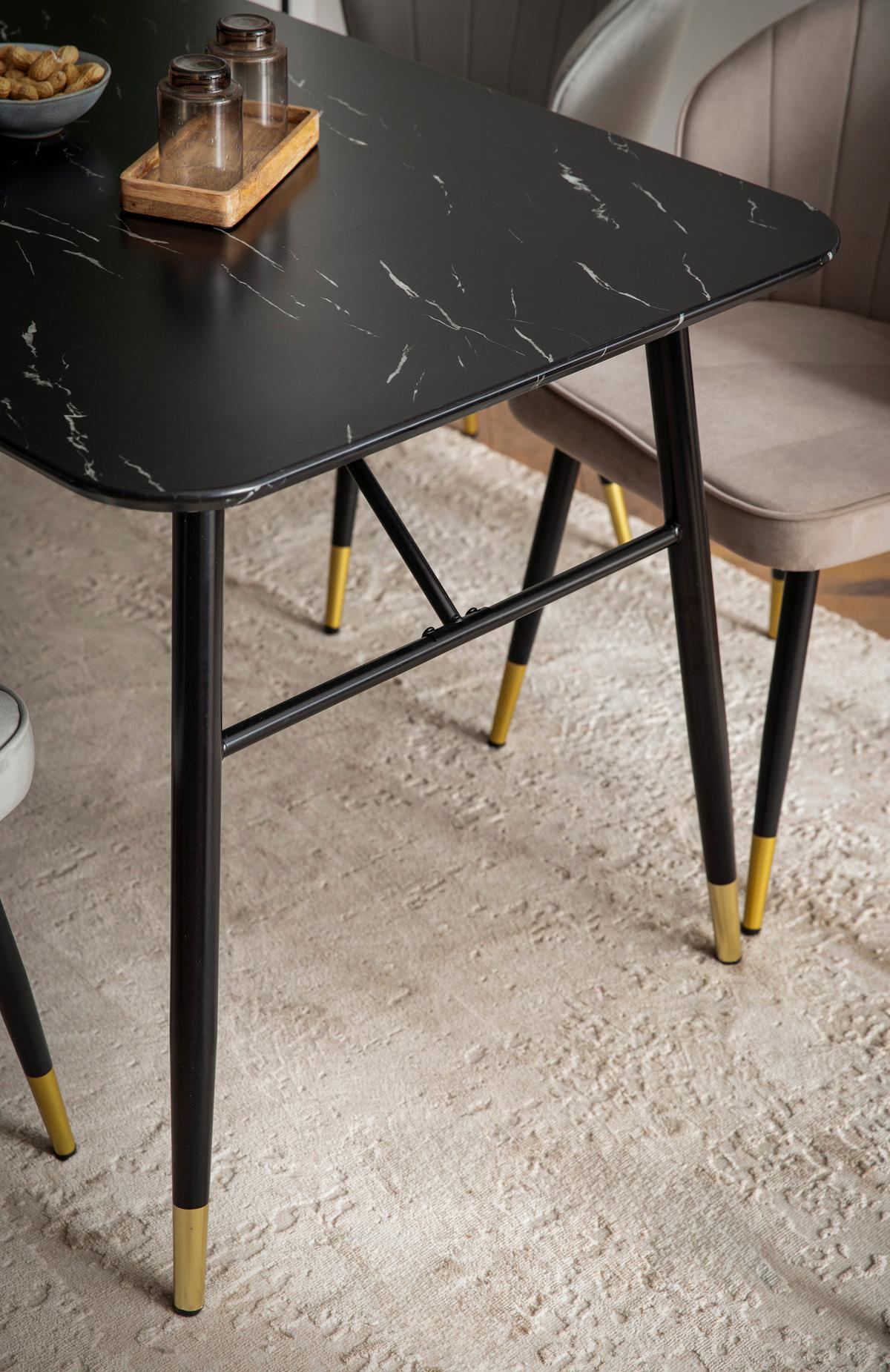 JÍDELNÍ STŮL WL6.958 - černá/barvy zlata, Design, kov/kompozitní dřevo (140/80/76cm) - MID.YOU
