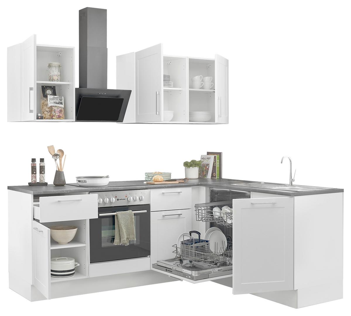 Eckküche Marseille L 220 White - Anthrazit/Weiß, Design, Holzwerkstoff (220/175cm) - MID.YOU