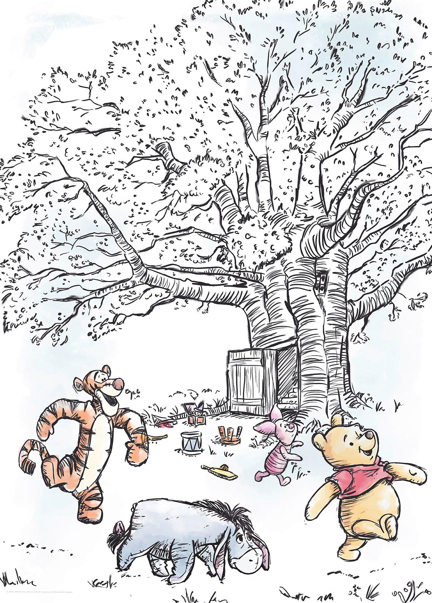 Kinderbild Winnie Pooh Schwarz; B/H: 30x40cm - Schwarz, Basics, Papier (30/40cm) - Disney