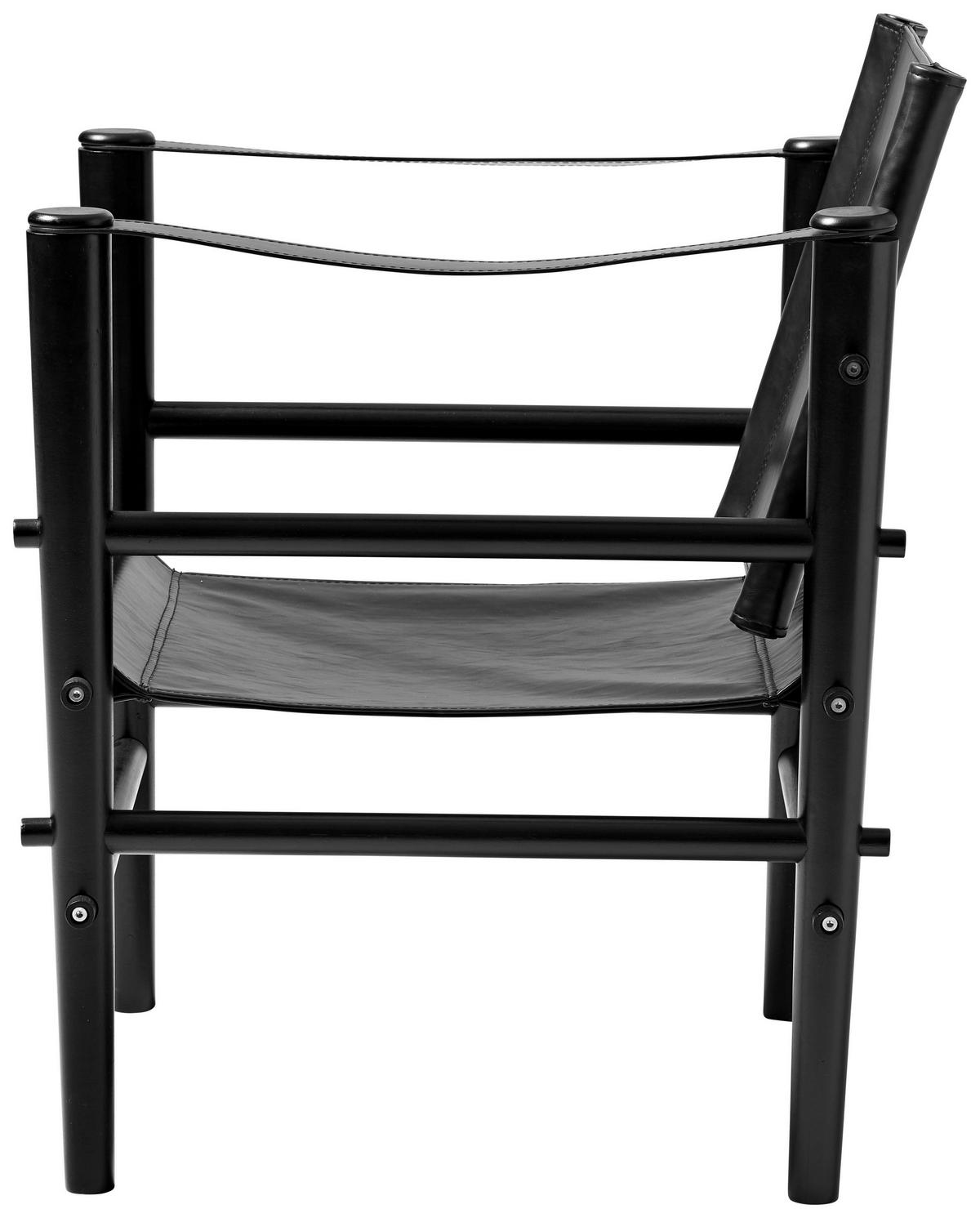 Loungesessel Safari 3155020 - Schwarz, ROMANTIK / LANDHAUS, Leder/Holz (59/79/61cm) - MID.YOU