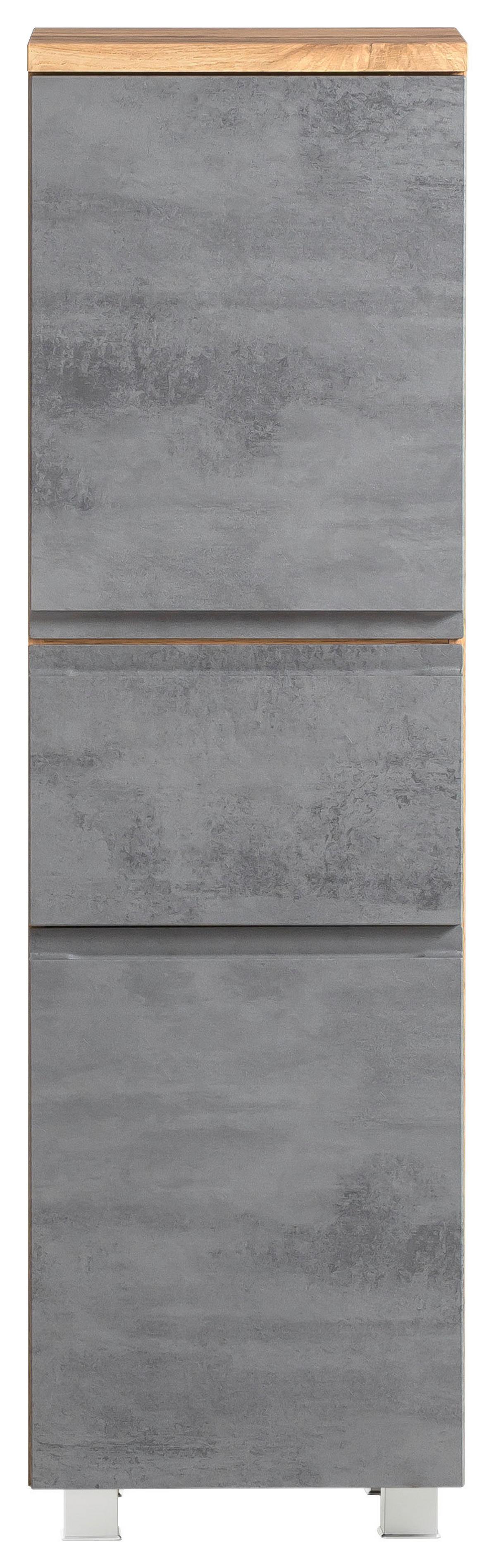 Midischrank Varese B: 40 Cm Hellgrau/eiche Wotan - Eiche Wotan/Hellgrau, MODERN, Holzwerkstoff (40/130/35cm) - Held