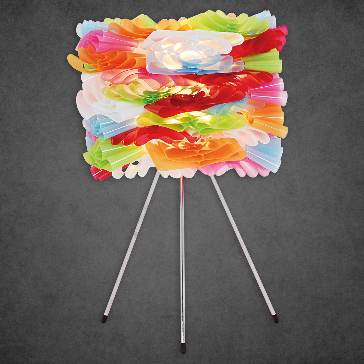 Tischlampe Volant dimmbar Multicolor - Chromfarben/Multicolor, Trend, Kunststoff/Metall (28/43cm) - Näve