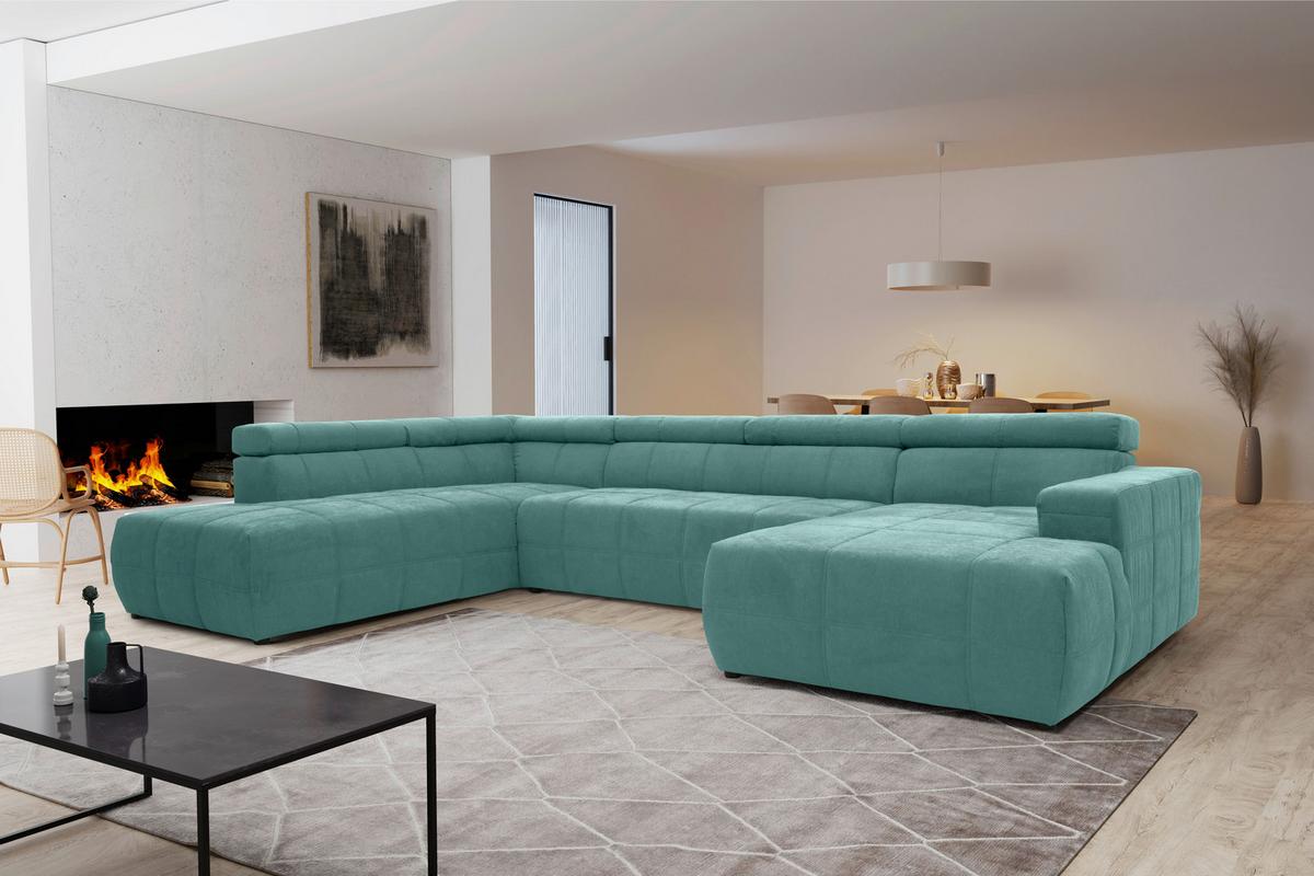 Moderne Wohnlandschaft in U-Form mit Kopfstützen und Armlehne