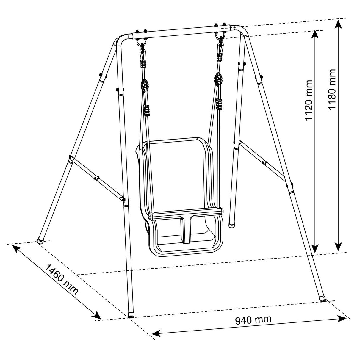 Schaukel A030.243.00 - Anthrazit/Creme, KONVENTIONELL, Kunststoff/Metall (94/118/146cm) - Ambia Garden
