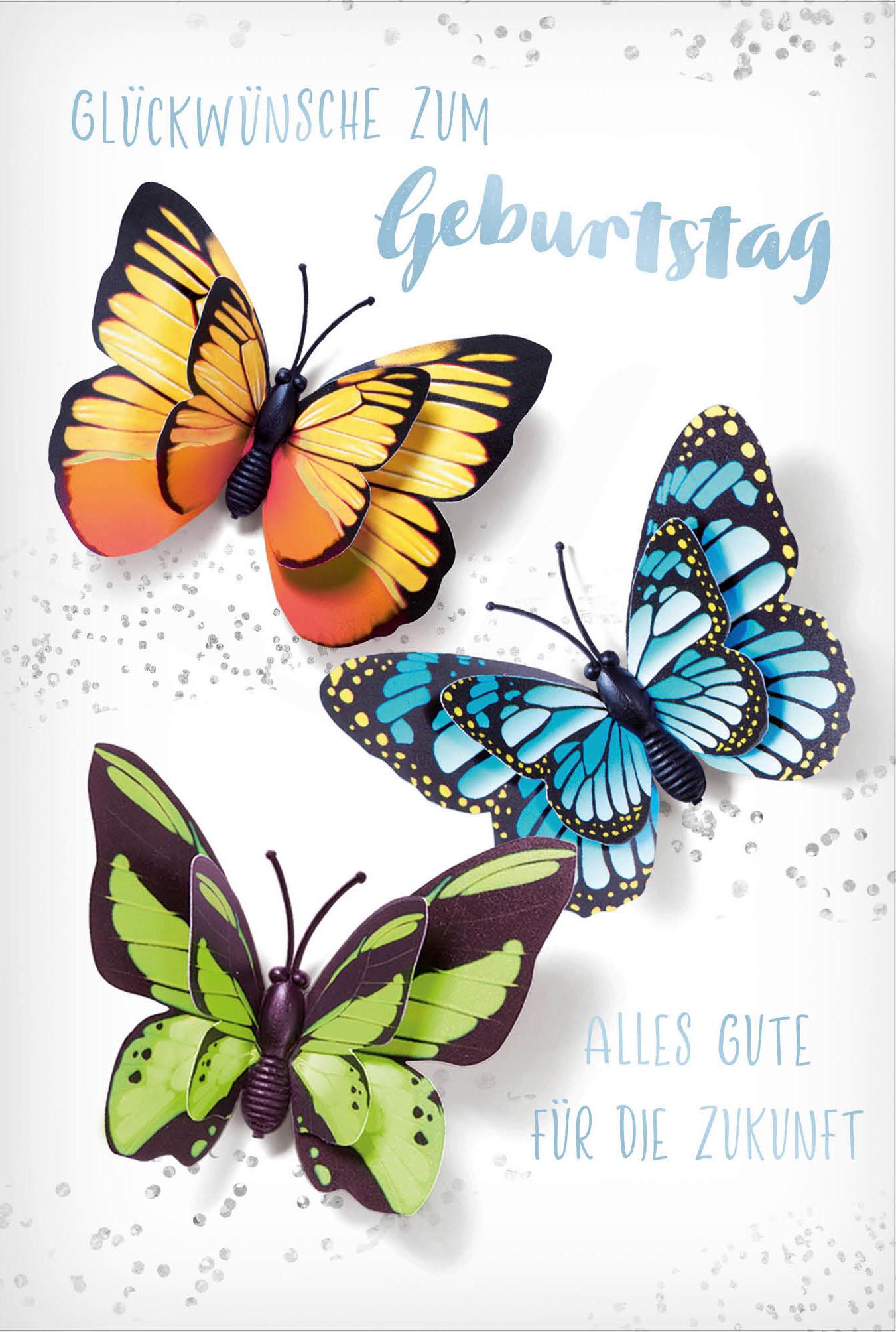 Billett Geburtstag Schmetterling - Multicolor, Basics, Papier/Kunststoff (12/18/2cm)
