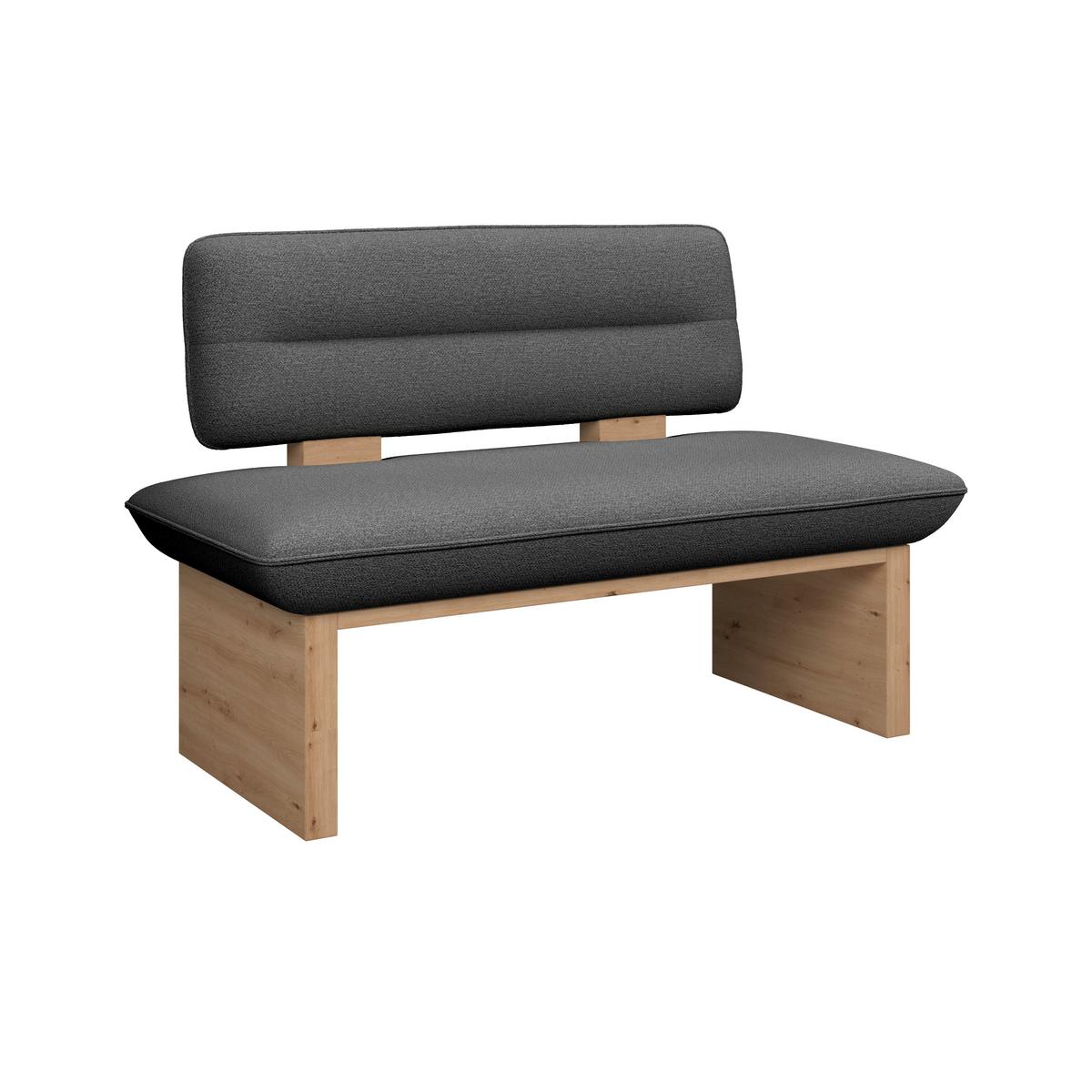 Sitzbank Beluna II Webstoff schwarz, B: 140cm - Eichefarben/Schwarz, KONVENTIONELL, Holzwerkstoff/Textil (140/87/67cm) - James Wood