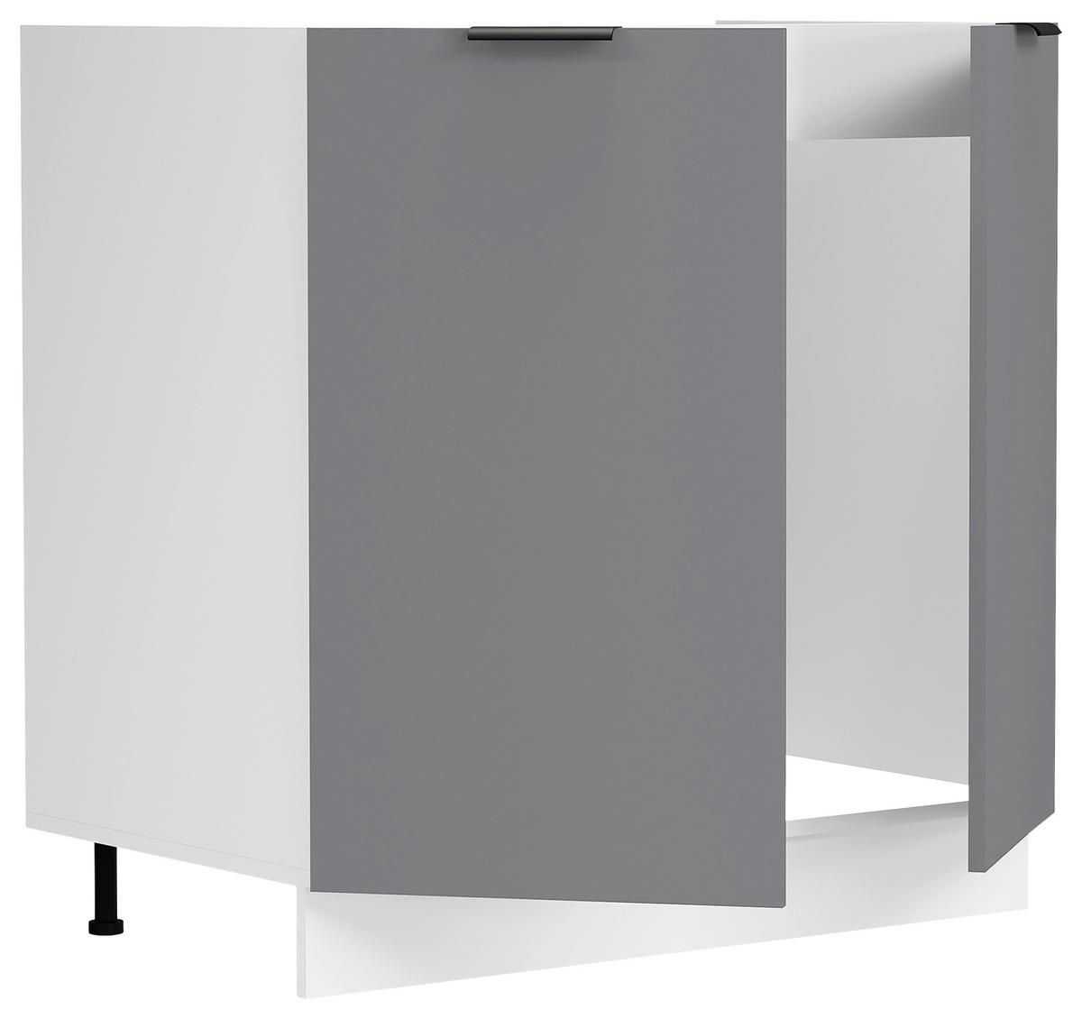 Spülenunterschrank Fasola Weiß/anthrazit B: 80 Cm - Anthrazit/Weiß, Trend, Holzwerkstoff/Kunststoff (80/82/46cm) - MID.YOU
