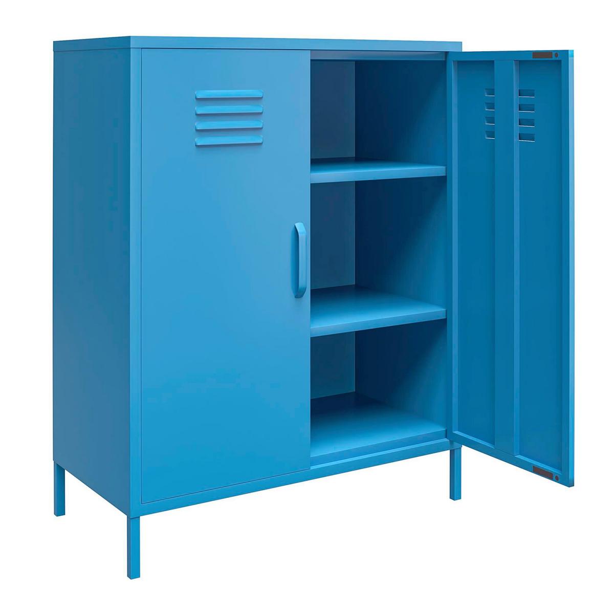 Highboard Cache Blau B: 80cm - Blau, Design, Metall (80/101/40cm) - MID.YOU