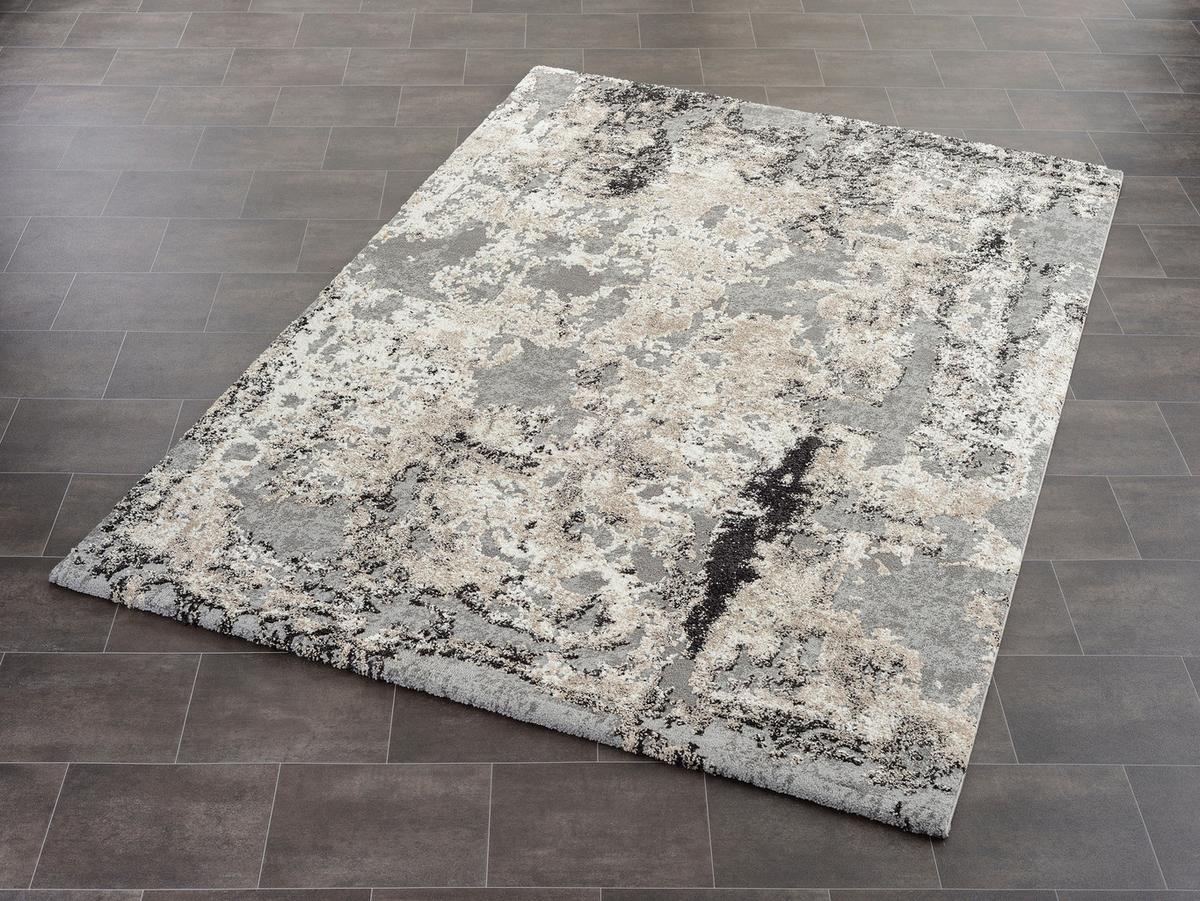 Webteppich Hellgrau Timeline Quantum 65x130 cm - Hellgrau, Design, Textil (65/130cm) - Novel