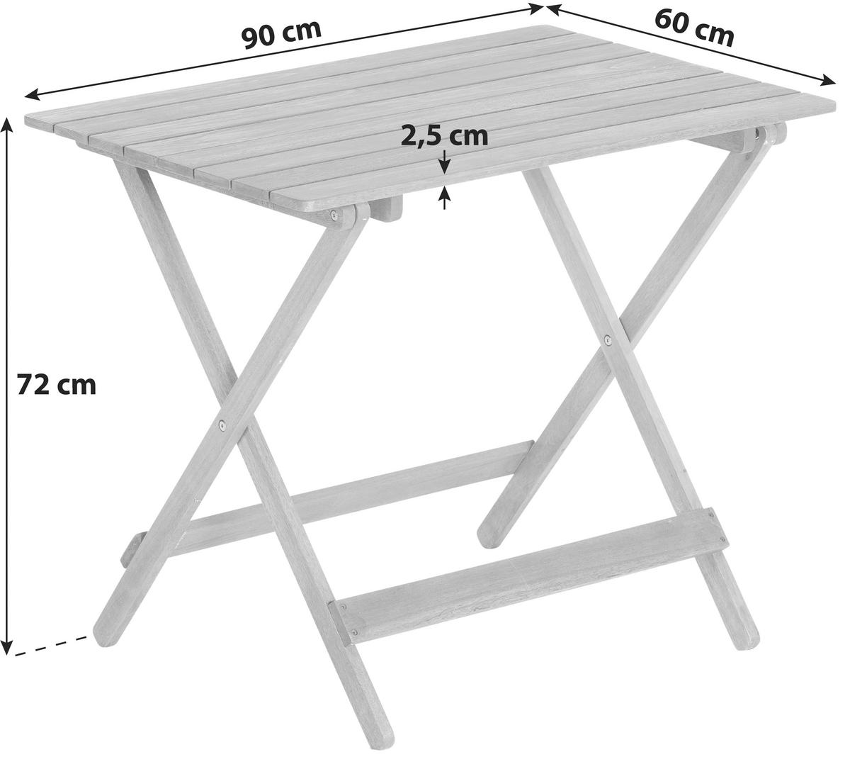 Gartentisch Klappbar Eukalyptusholz Natur - Naturfarben, KONVENTIONELL, Holz (90/72/60cm) - Gardenson