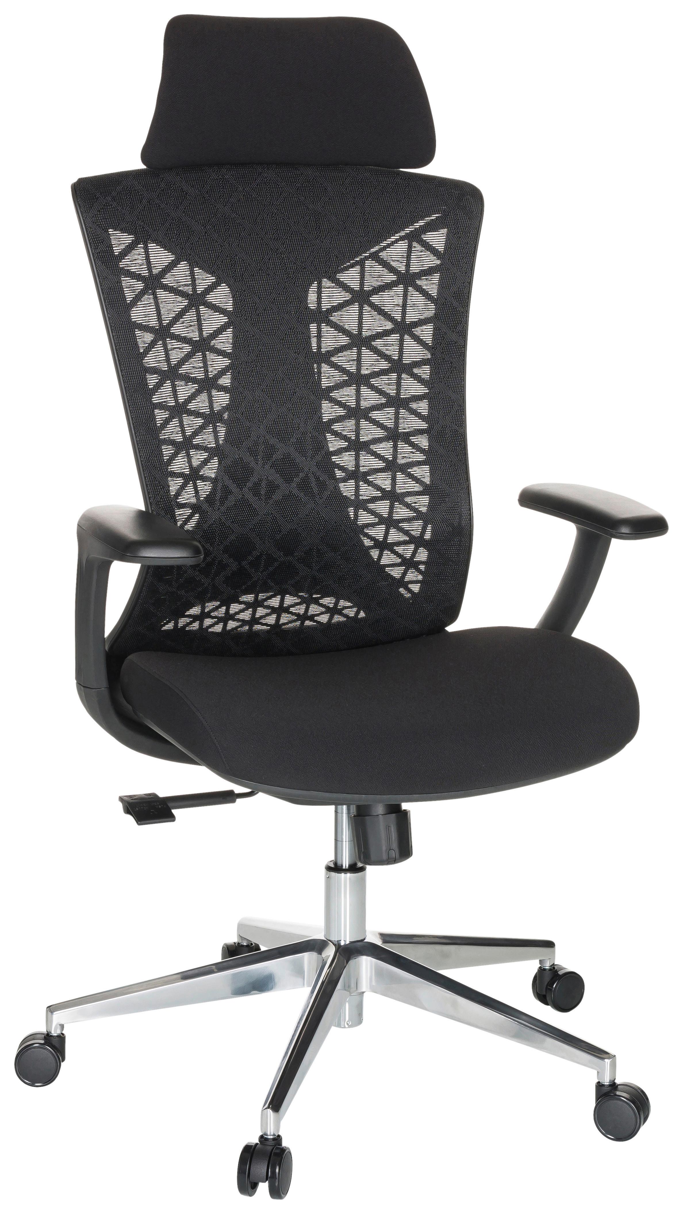 Bürostuhl Faleo b mit Wippfunktion Schwarz Bis 120kg - Silberfarben/Schwarz, Basics, Kunststoff/Textil (67/115/69cm) - MID.YOU